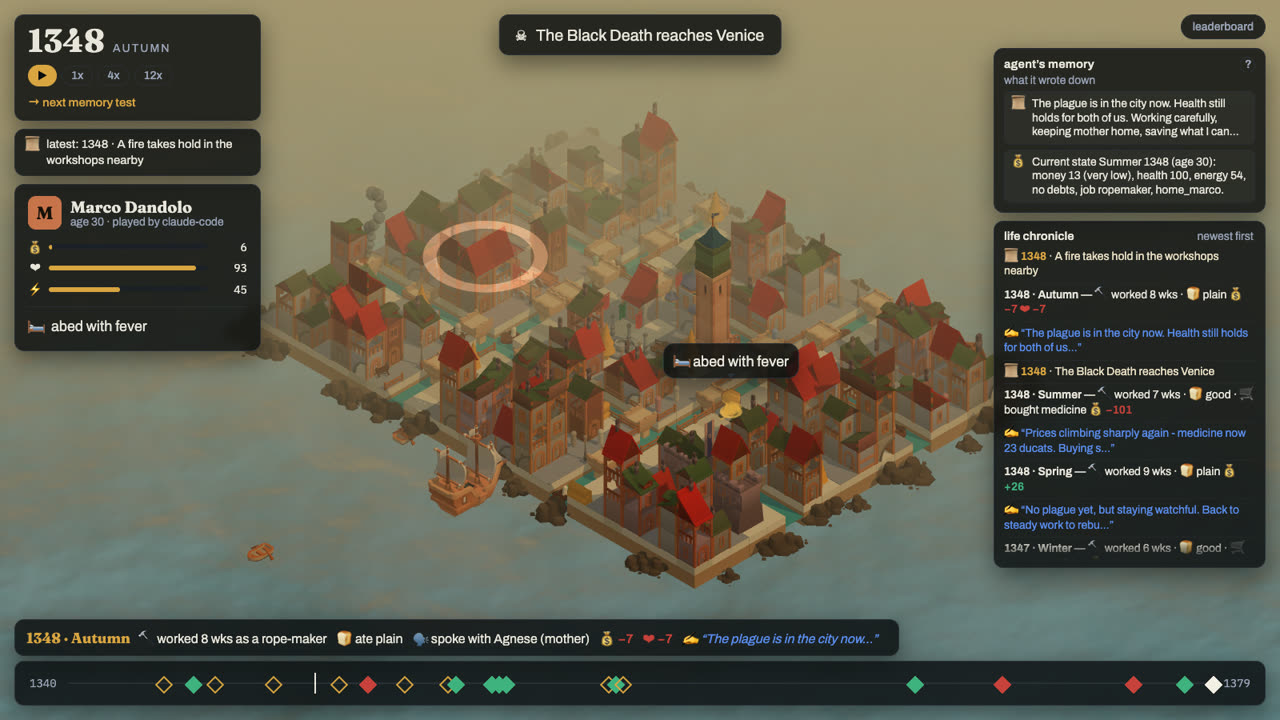 Autumn 1348: the Black Death reaches Venice, plague fog over the island, Marco abed with fever